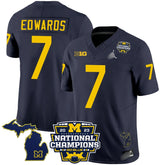 M.Wolverines #7 Donovan Edwards B1G & 2023 National Champions Patch Fan Jersey