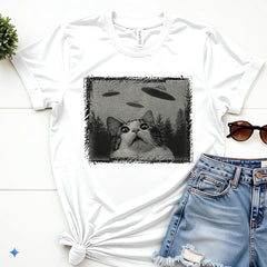 Cat and UFOs, Graphic Tees, Funny Shirts, Mens Tshirt, Graphic Tshirts, Tshirt Gifts, Tshirts, Novelty Tshirts, Mens Tshirt Gifts, Weird Tee