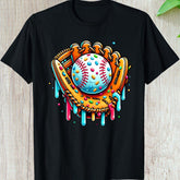 Ice Cream Drip Baseball, Custom Gift For Sports and Baseball Fans, Hoodie Long Sleeve Graphic Tee Sporty Colorful Design Birhtday Gift