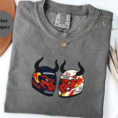 RedBull Helmet Duo Racing Tee � Funny F1 Driver Helmet Art Shirt