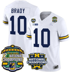 M.Wolverines #10 Tom Brady Corum 12x National Champions Patch Vapor Jersey