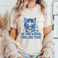 Karma Is A Cat Shirt, Me And Karma Vibe Like That Shirt, Lyric Merch, Midnights Album Inspired Tee, Concert Shirt, Minimal Shirt, Women Tees