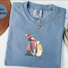 Cute Winter Penguins T-Shirt, Holiday Penguin Family Tee