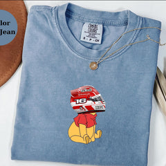 Charles Leclerc Racing Helmet Winnie The Pooh Shirt, Funny F1 Fan Crewneck, Cartoon Racer Top, Motorsport Gift, Unisex Shirt
