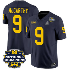 M.Wolverines #9 J. J. McCarthy 2023 National Champions Patch Fan Jersey