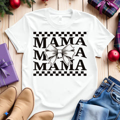Mama Shirt Coquette Mama Shirt Gift for New Mom Pregnancy Announcement Maternity Comfort Colors Mama Shirt Checkerboard Bow Mama Gift