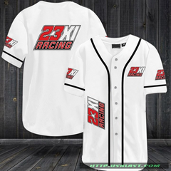 23XI Racing Baseball Jersey - White Button-Up Motorsport Shirt for Fans