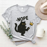 Shirt King "Nope Cat Kicking Crown" T-Shirt - Funny Grumpy Cat Graphic Tee