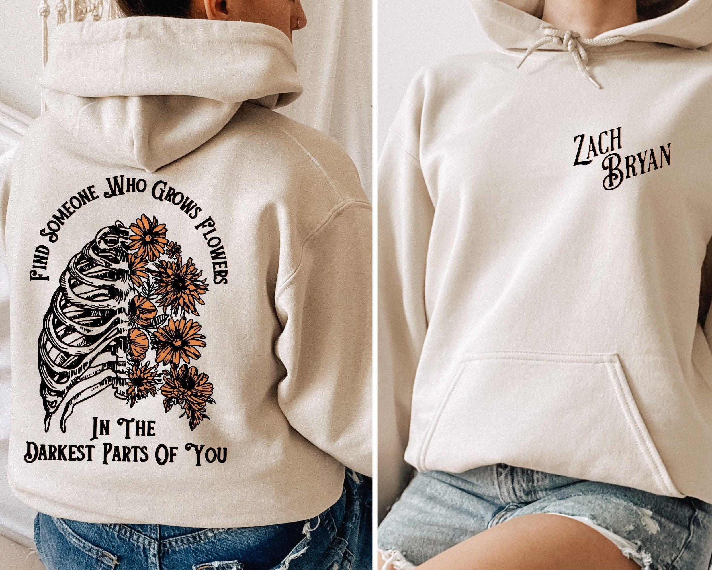 Zach Bryan Front and Back Printed Sweatshirt, Find Someone Who Grows Flowers In The Darkest Parts Of You,American Heartbreak Tour Sweatshirt (Classic Version) - Shirt King