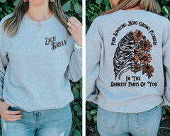 Zach Bryan Front and Back Printed Sweatshirt, Find Someone Who Grows Flowers In The Darkest Parts Of You,American Heartbreak Tour Sweatshirt (Classic Version) - Shirt King