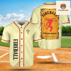 Fireball Whisky Jersey, Fireball Baseball Jersey, Fireball Jersey Shirt, Baseball Jersey Shirt, Shirt For Men, Fireball Baseball Shirt