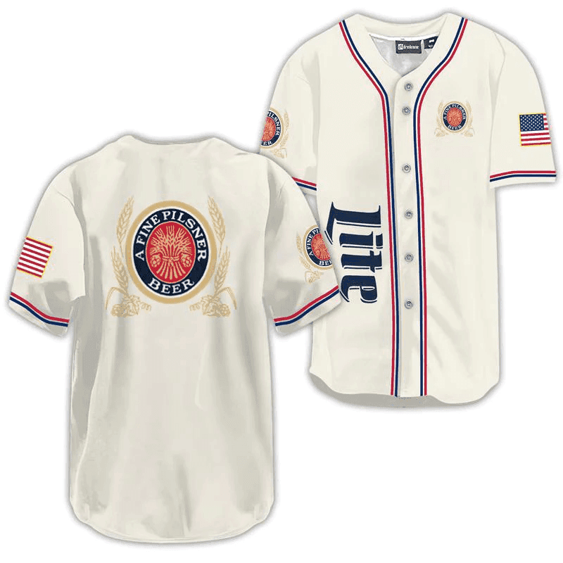 Miller Lite USA Flag Baseball Jersey - Shirt King