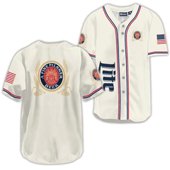 Miller Lite USA Flag Baseball Jersey - Shirt King