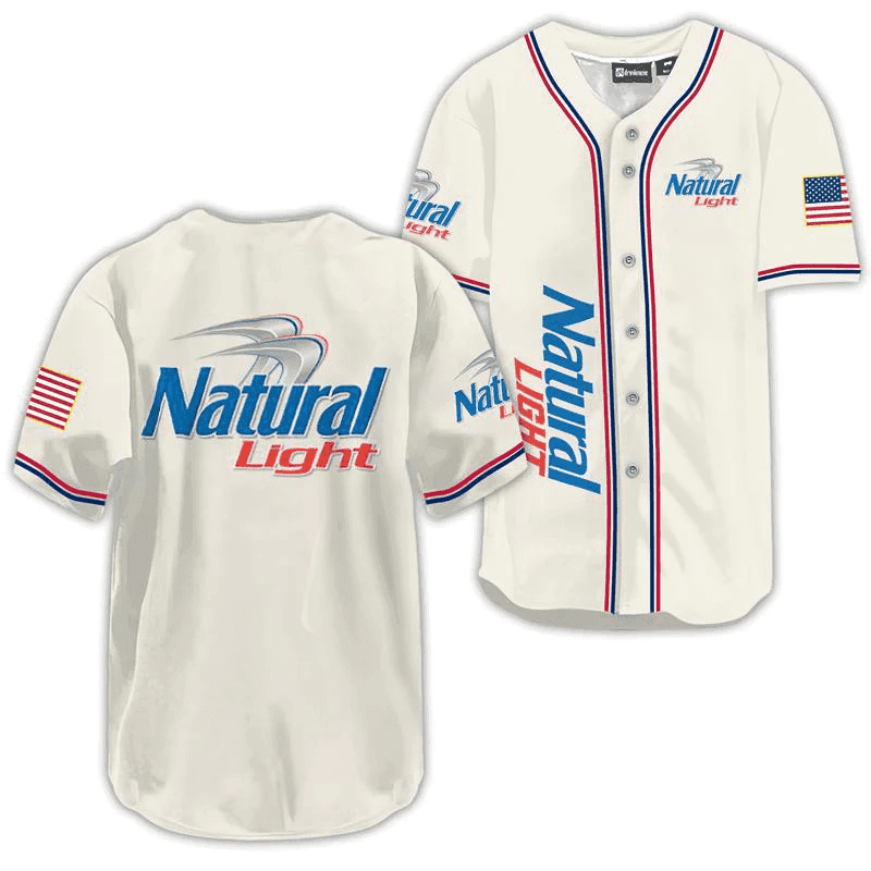 Natural Light USA Flag Baseball Jersey - Shirt King