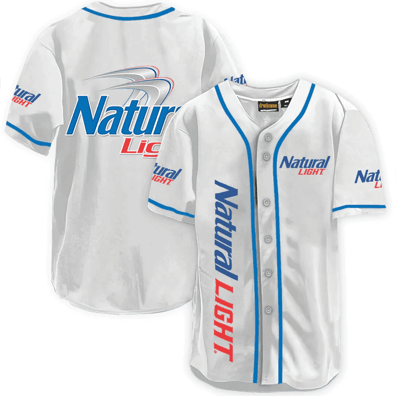 Natural Light White Baseball Jersey - Shirt King