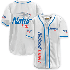 Natural Light White Baseball Jersey - Shirt King