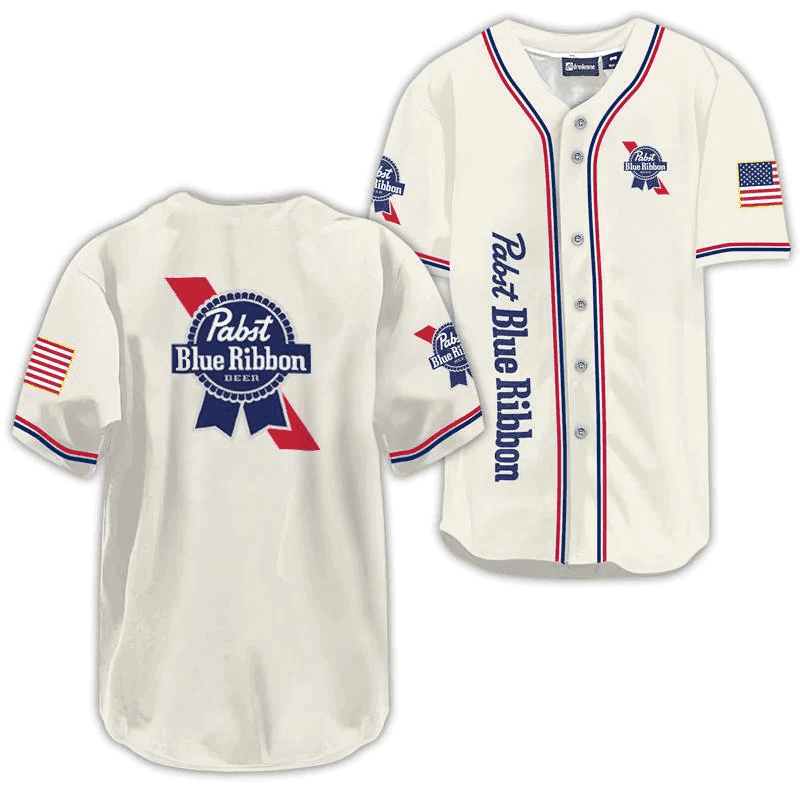 Pabst Blue Ribbon USA Flag Baseball Jersey - Shirt King