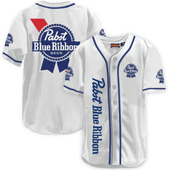 Pabst Blue Ribbon White Baseball Jersey - Shirt King