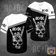 AC/DC Baseball Jersey - Skull Graphic Rock Band Fan Shirt
