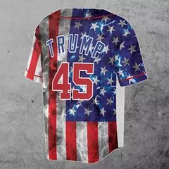 Donald Trump 45 Pro Trump Smoke American Flag Baseball Jersey S-5xl