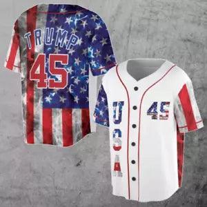 Donald Trump 45 Pro Trump Smoke American Flag Baseball Jersey S-5xl