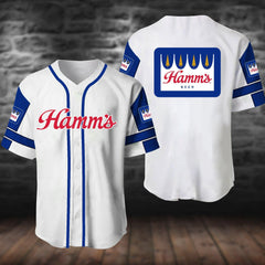 White Hamm's Beer Baseball Jersey - Shirt King