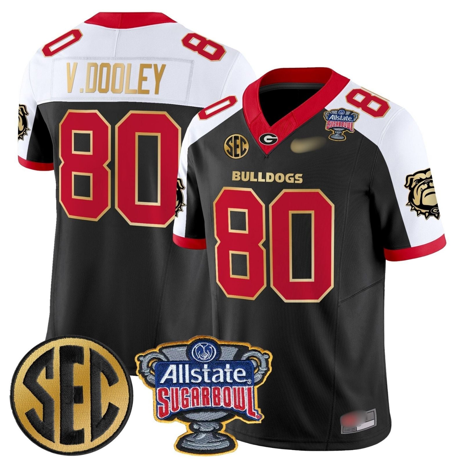 G.Bulldogs #80 Vince Dooley Sugar Bowl & SEC Patch Limited Jersey