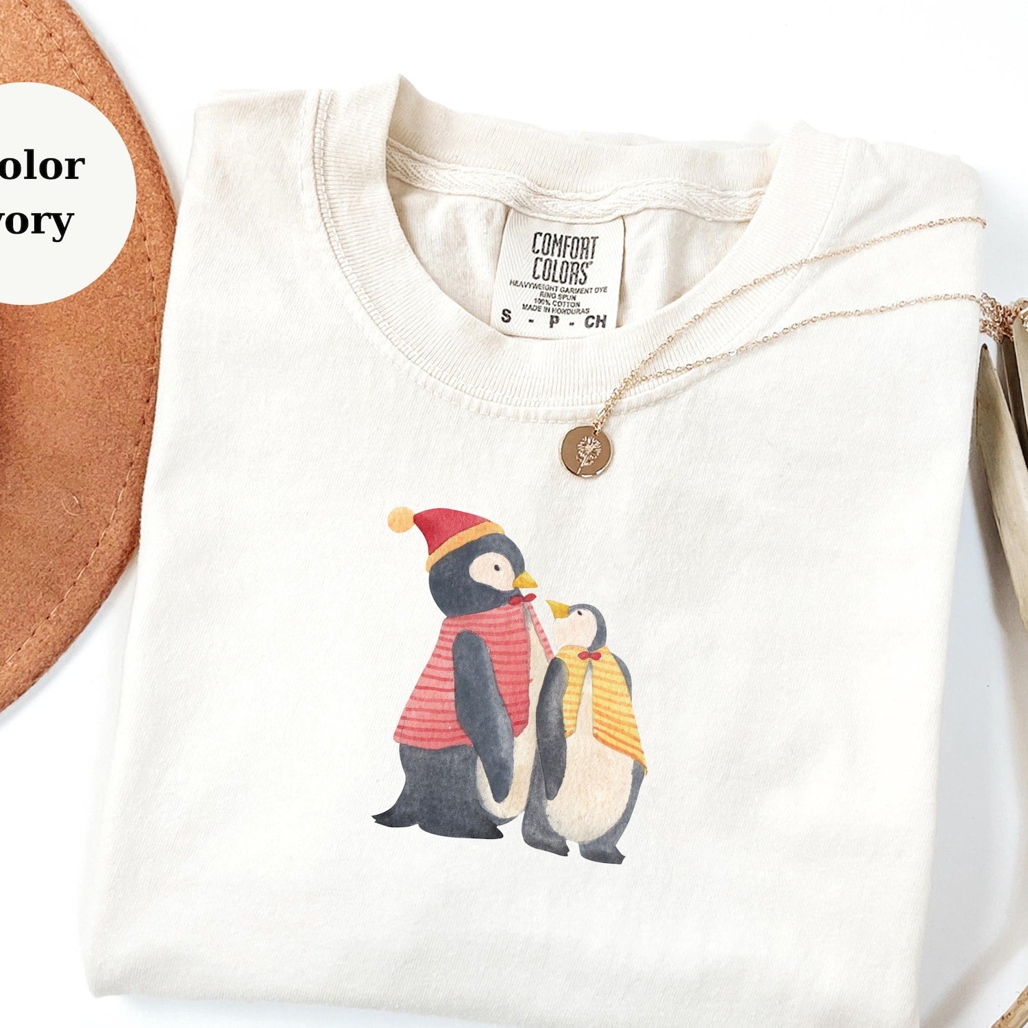 Cute Winter Penguins T-Shirt, Holiday Penguin Family Tee