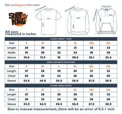 a size guide for a hoodie with measurements