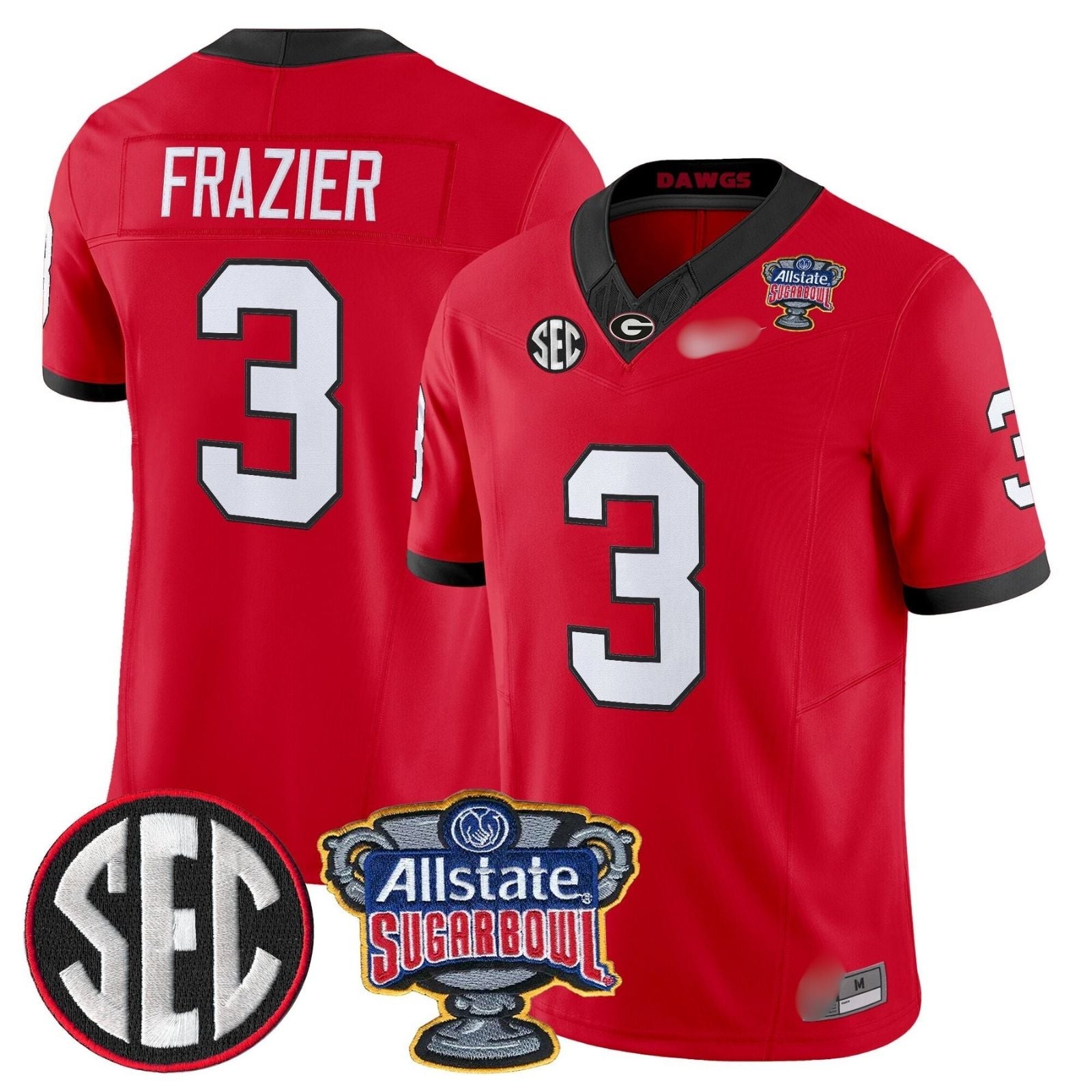 G.Bulldogs #3 Nate Frazier Sugar Bowl & SEC Patch Limited Jersey