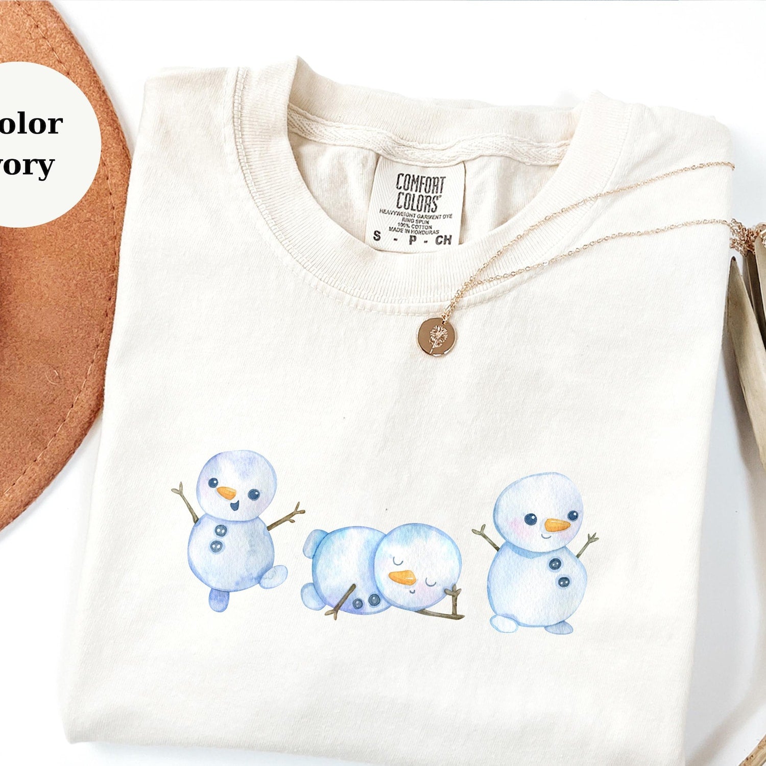 Cute Snowman T-Shirt, Winter Snowmen Tee, Christmas Cartoon Snowman Shirt, Holiday Unisex Top