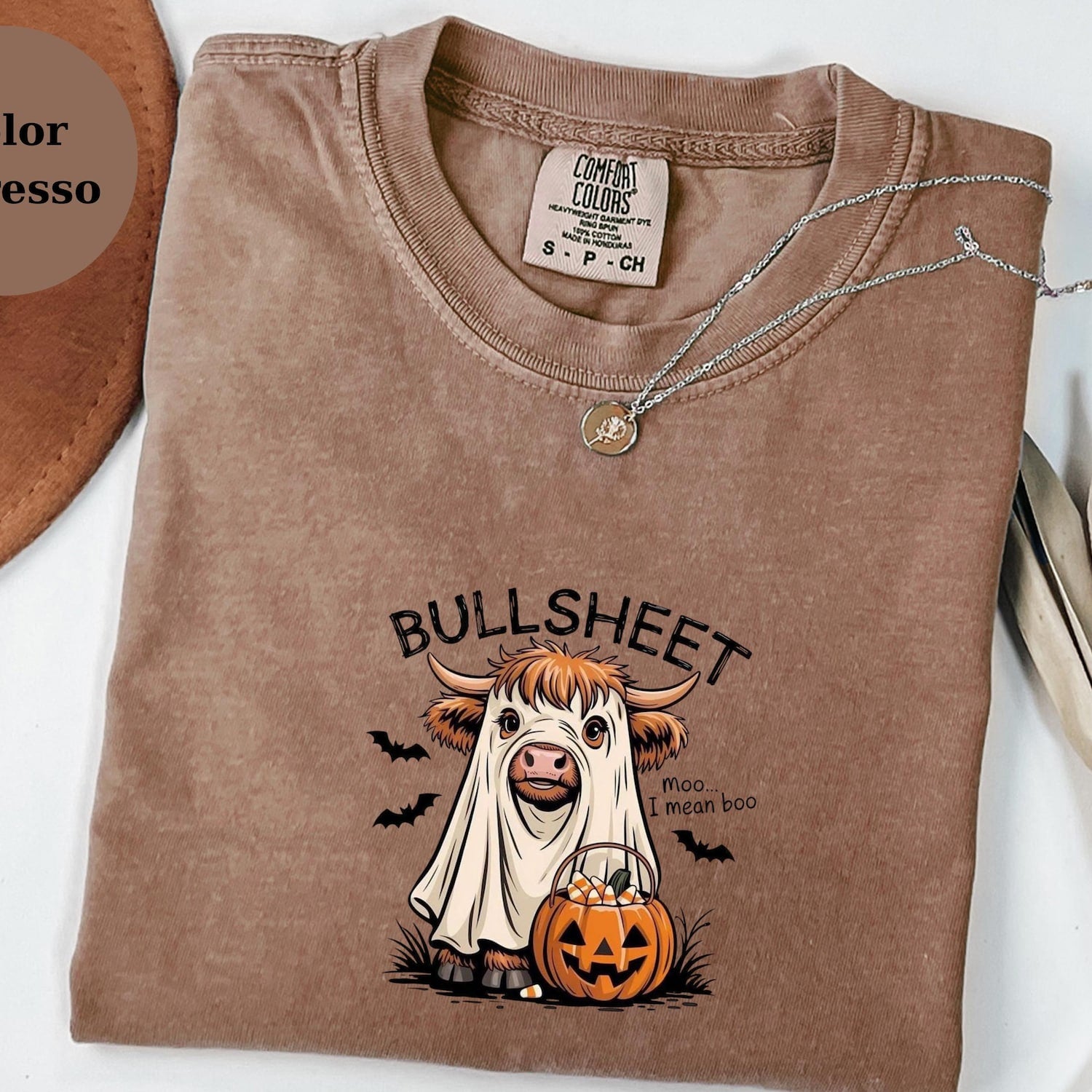 Funny Bull Halloween Shirt | Bullsheets Cow Costume Comfort Colors T-Shirt | Moo I Mean Boo Graphic Tee | Spooky Fall Shirt