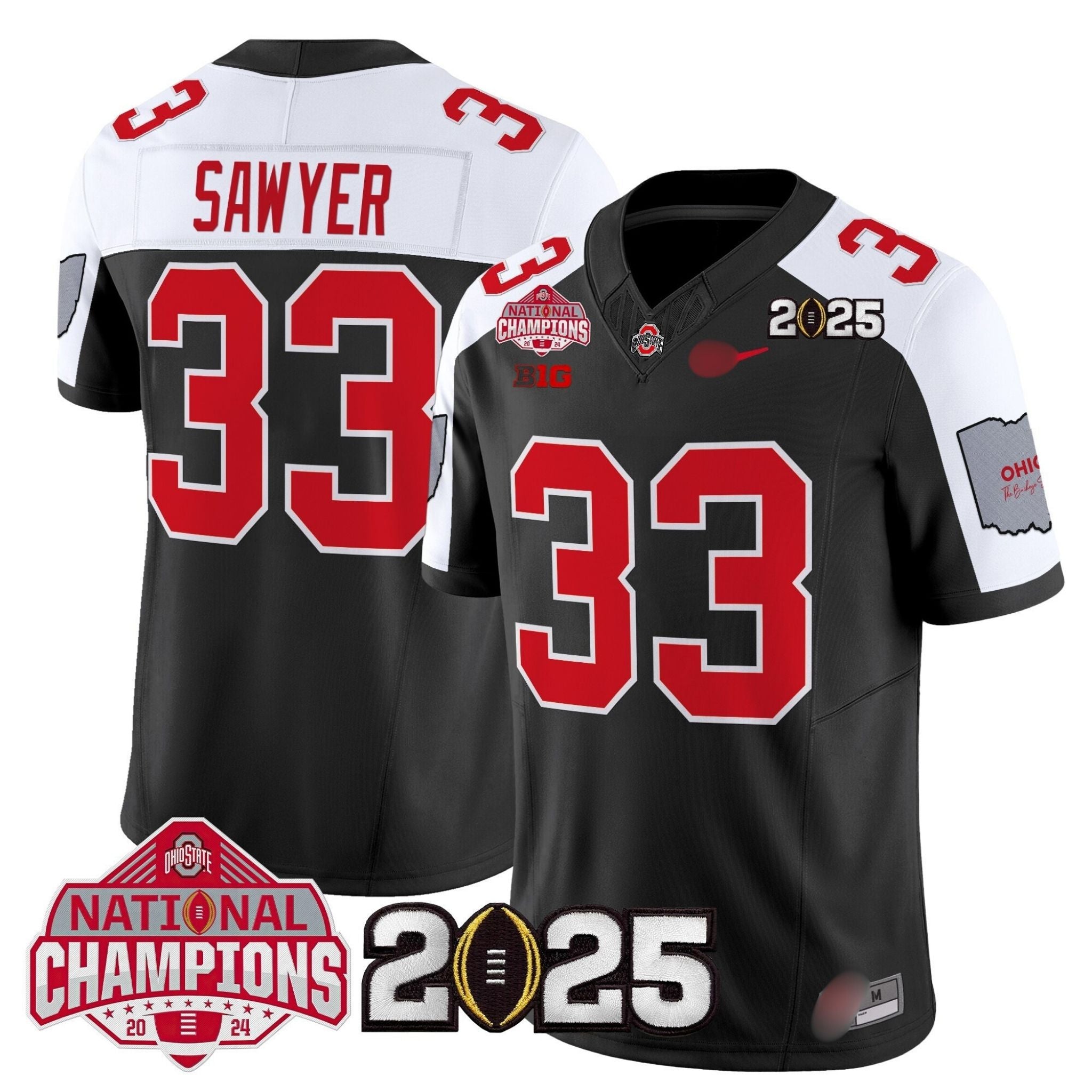 O.S Buckeyes #33 Jack Sawyer 2025 National Champions Patch Limited Jersey