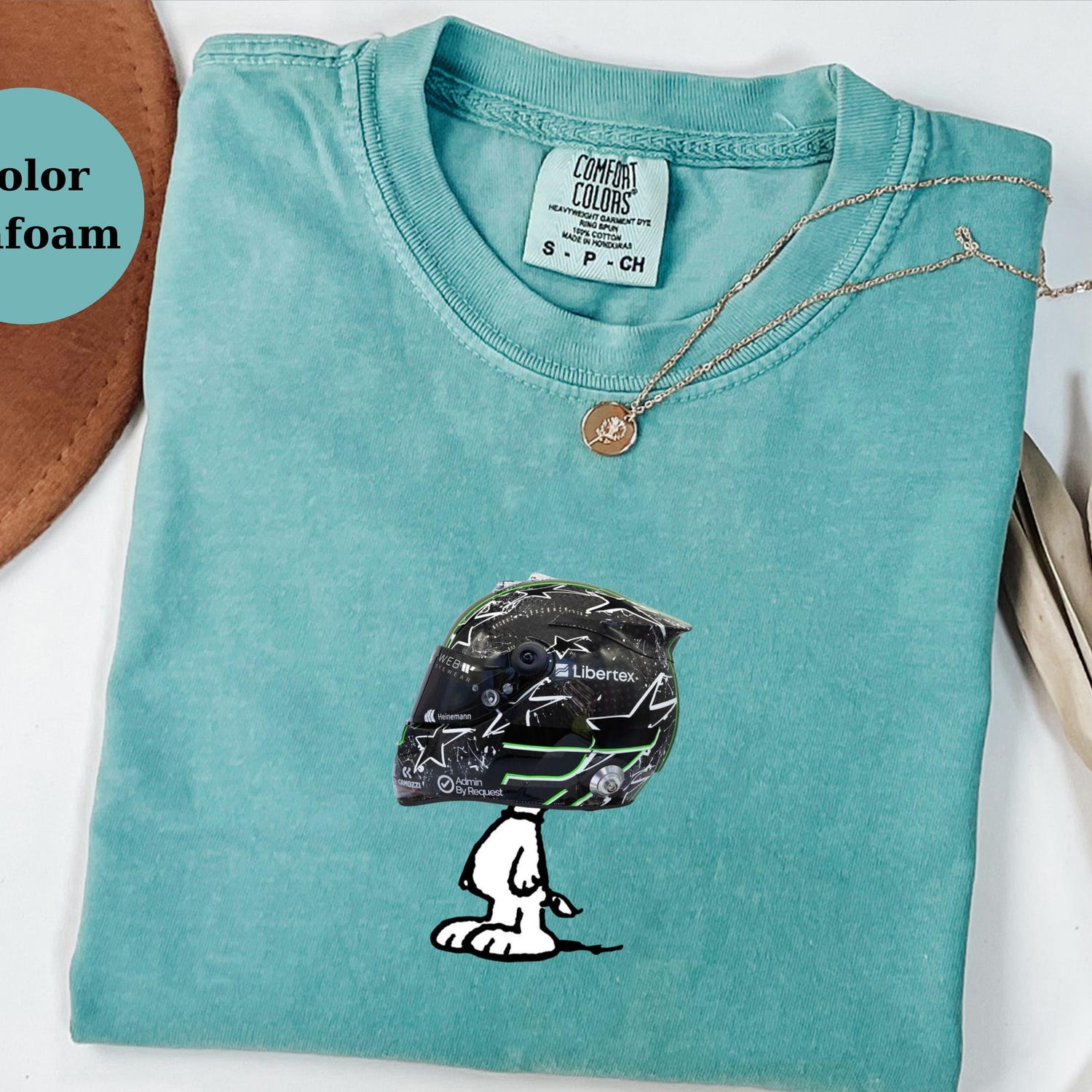 Nico H�lkenberg Racing Helmet Snoopy Shirt, Funny F1 Fan Crewneck, Cartoon Racer Top, Motorsport Gift, Comfort Colors Unisex Shirt