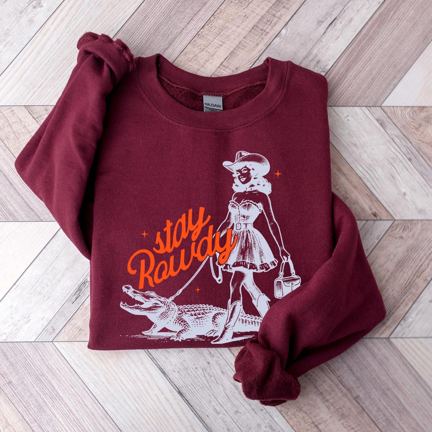 Stay Rowdy Shirt, Cowgirl with Alligator Sweatshirt, Say Howdy Get Rowdy Tshirt, Western Sweater, Country Girl Bachelorette Party Crewneck'1855962040