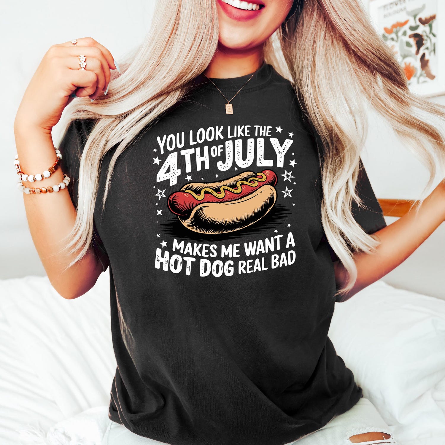 You Look Like The July 4th Shirt, Funny Fourth Of July Hot Dog T-shirt, Patriotic Crewneck, 4th Of July Tees, USA Graphic Tee, Freedom Gift