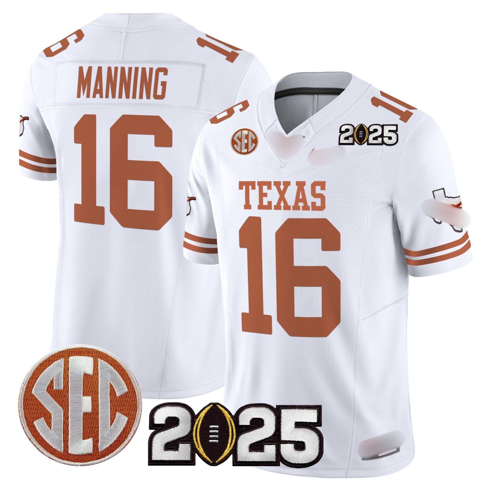 T.Longhorns #16 Arch Manning 2025 CFP Final Patch Fan Jersey