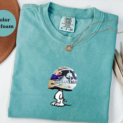 Daniel Ricciardo Racing Helmet Snoopy Shirt, Funny F1 Fan Crewneck, Cartoon Racer Top, Motorsport Gift, Comfort Colors Unisex Shirt