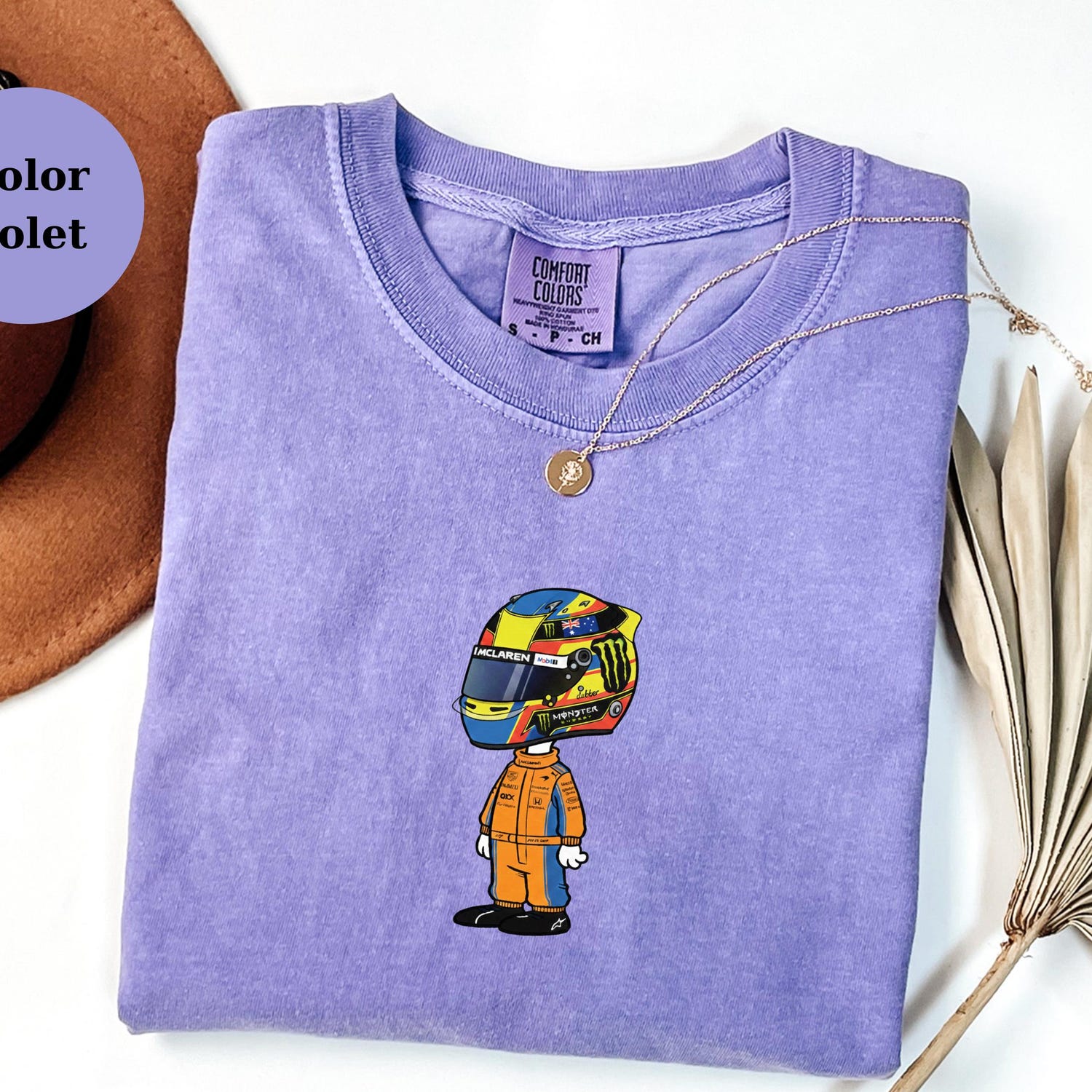 Oscar Piastri Racing Helmet Snoopy Shirt, Funny F1 Fan Crewneck, Cartoon Racer Top, Motorsport Gift, Comfort Colors Unisex Shirt 1