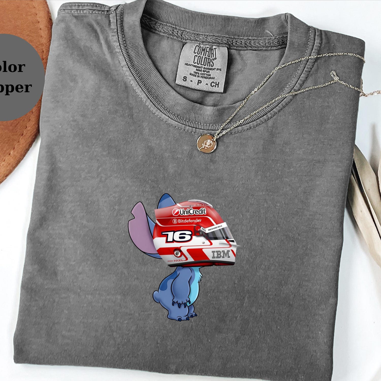 Charles Leclerc Racing Helmet Stitch Shirt, Funny F1 Fan Crewneck, Cartoon Racer Top, Motorsport Gift, Comfort Colors Unisex Shirt