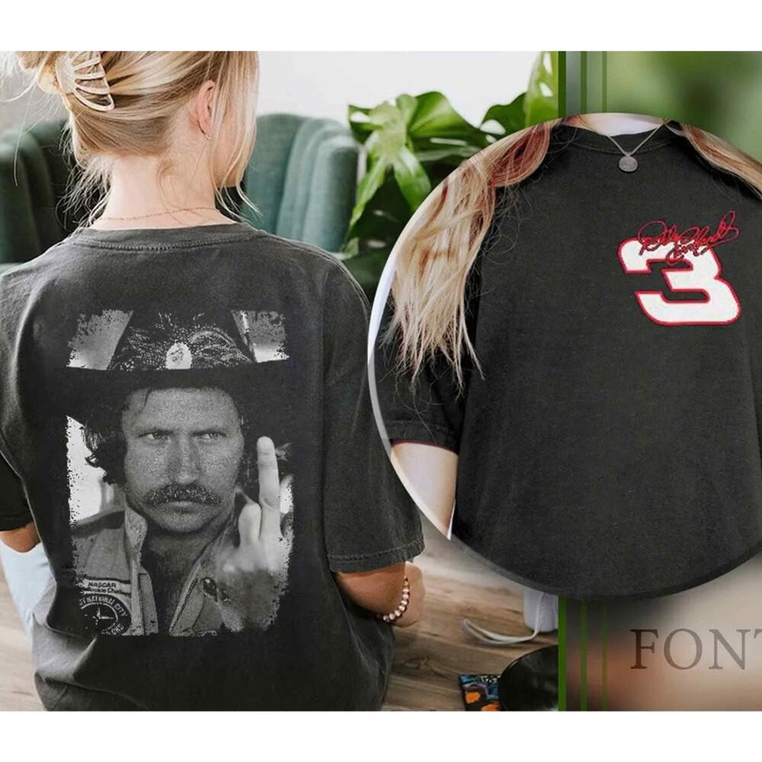 Two Side Dale Earnhardt Middle Finger Shirt,  Racing Fan SweatShirt,  Nascar Shirt, Daytona 500 Shirt, Racing Sport Shirt