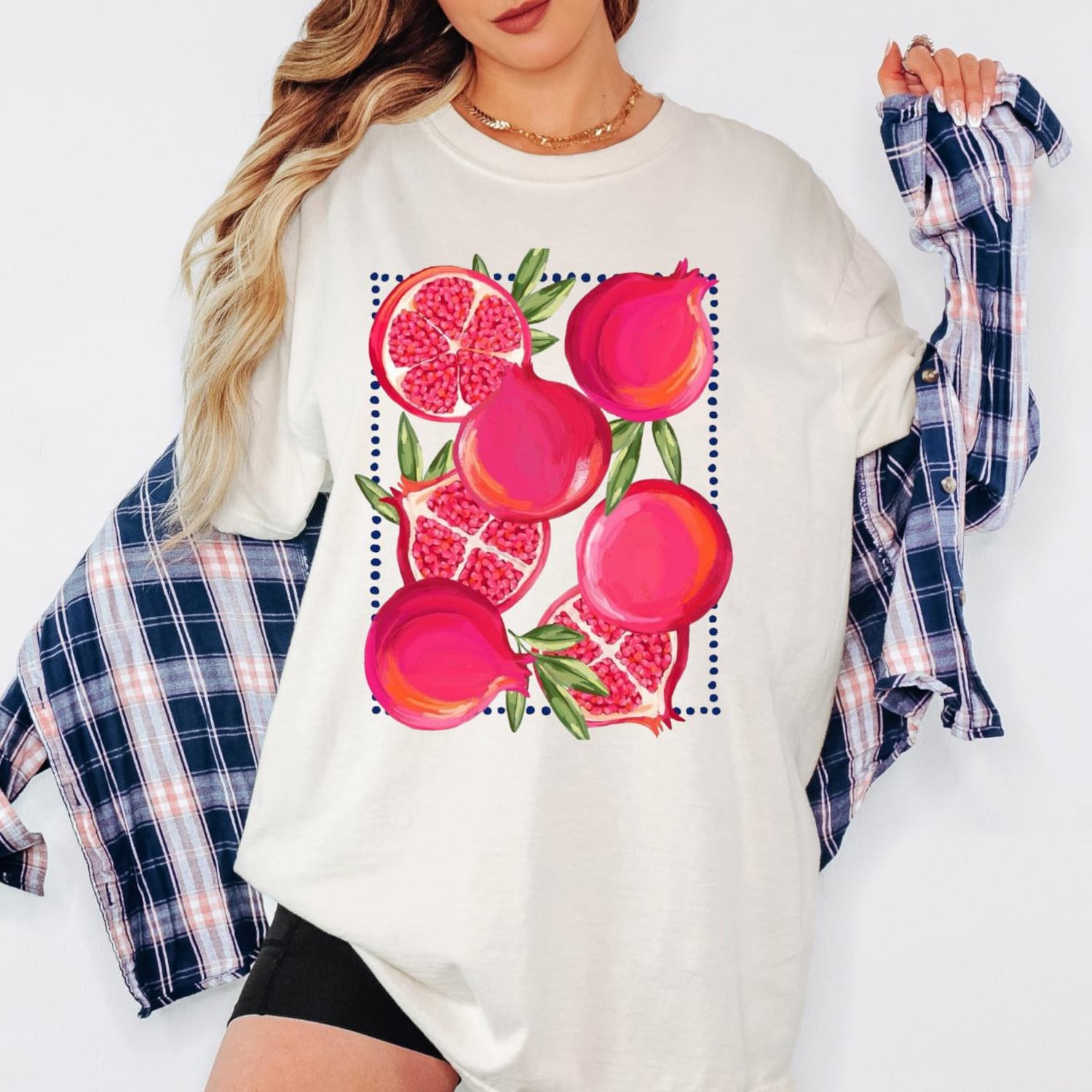 Pomegranate Graphic Shirt, Fruit Art Tee, Colorful Pomegranate Sweatshirt, Botanical Print Shirt, Summer Fruit Tee, Gift for Her