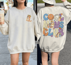 two pictures of a woman wearing a sweatshirt and shorts