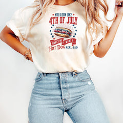 You Look Like 4th Of July Shirt, 4th Of July Hot Dog TShirt, 4th Of July Crewneck, Independence Shirt, Red White And Blue Shirt Gift