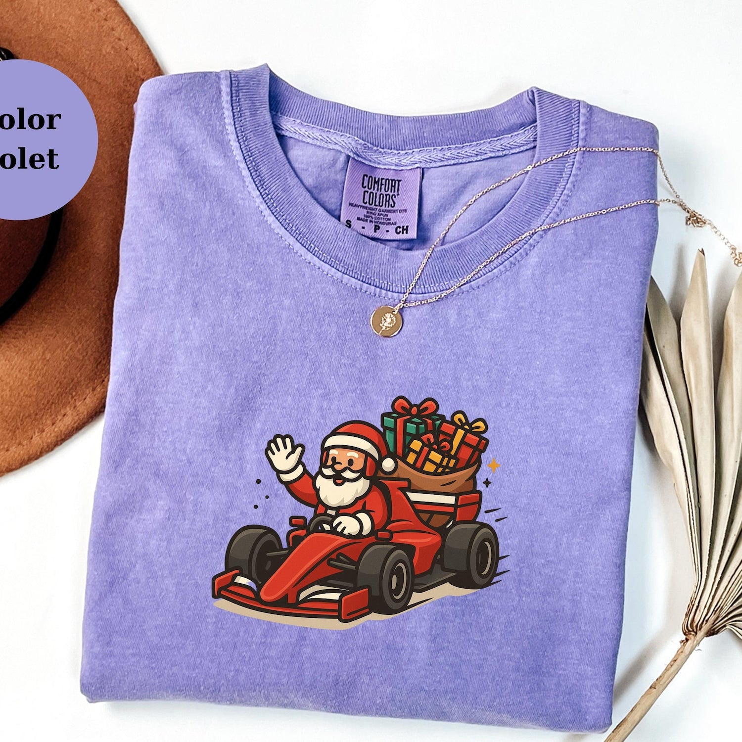 Christmas Racing Santa Tee � Funny F1 Xmas Shirt � Holiday Race Fan Gift