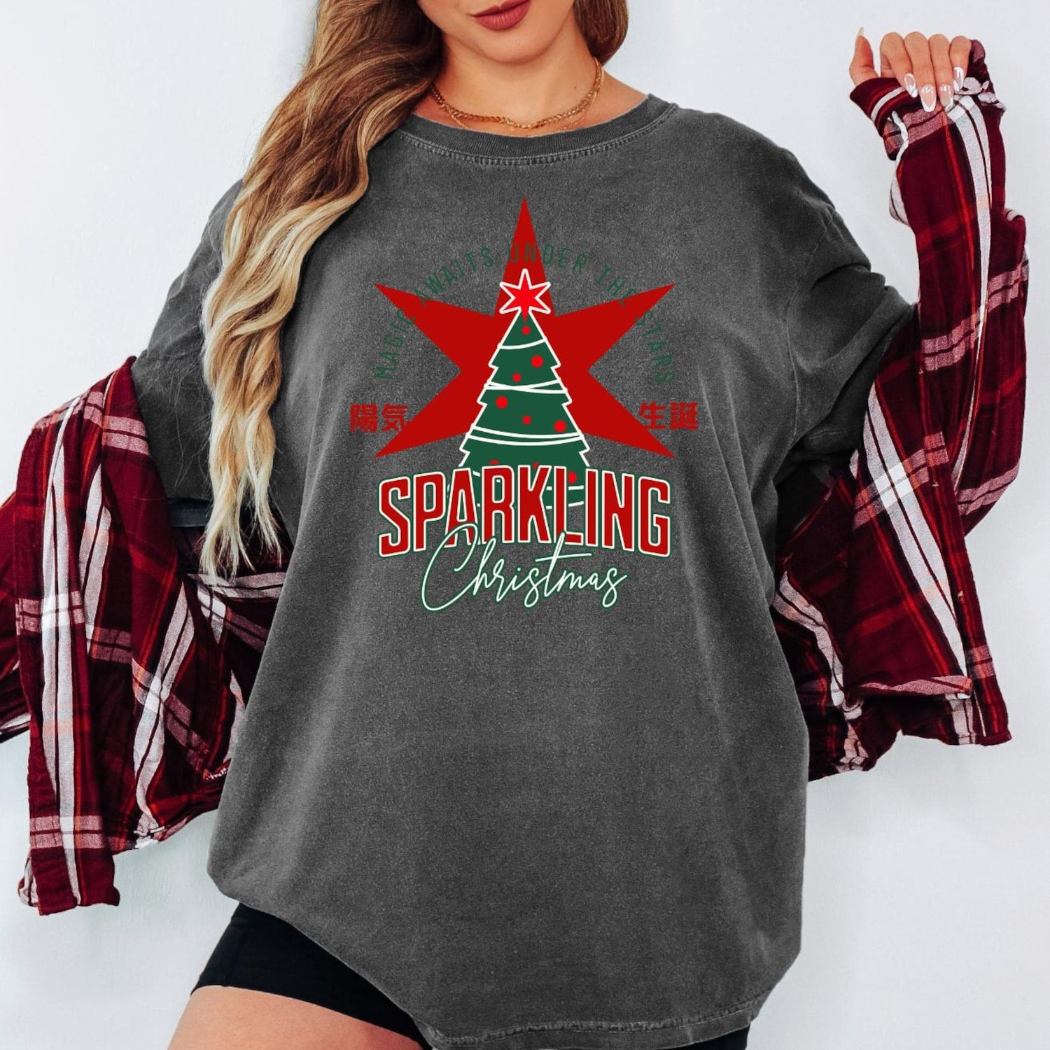 Sparkling Christmas Sweatshirt, Retro Xmas Tree Shirt, Festive Holiday Pullover, Vintage Christmas Graphic Tee, Unisex Winter Gift