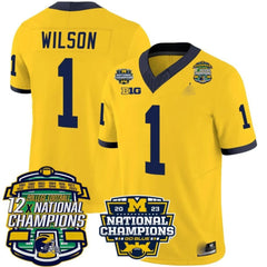 M.Wolverines #1 Roman Wilson Corum 12x National Champions Patch Vapor Jersey