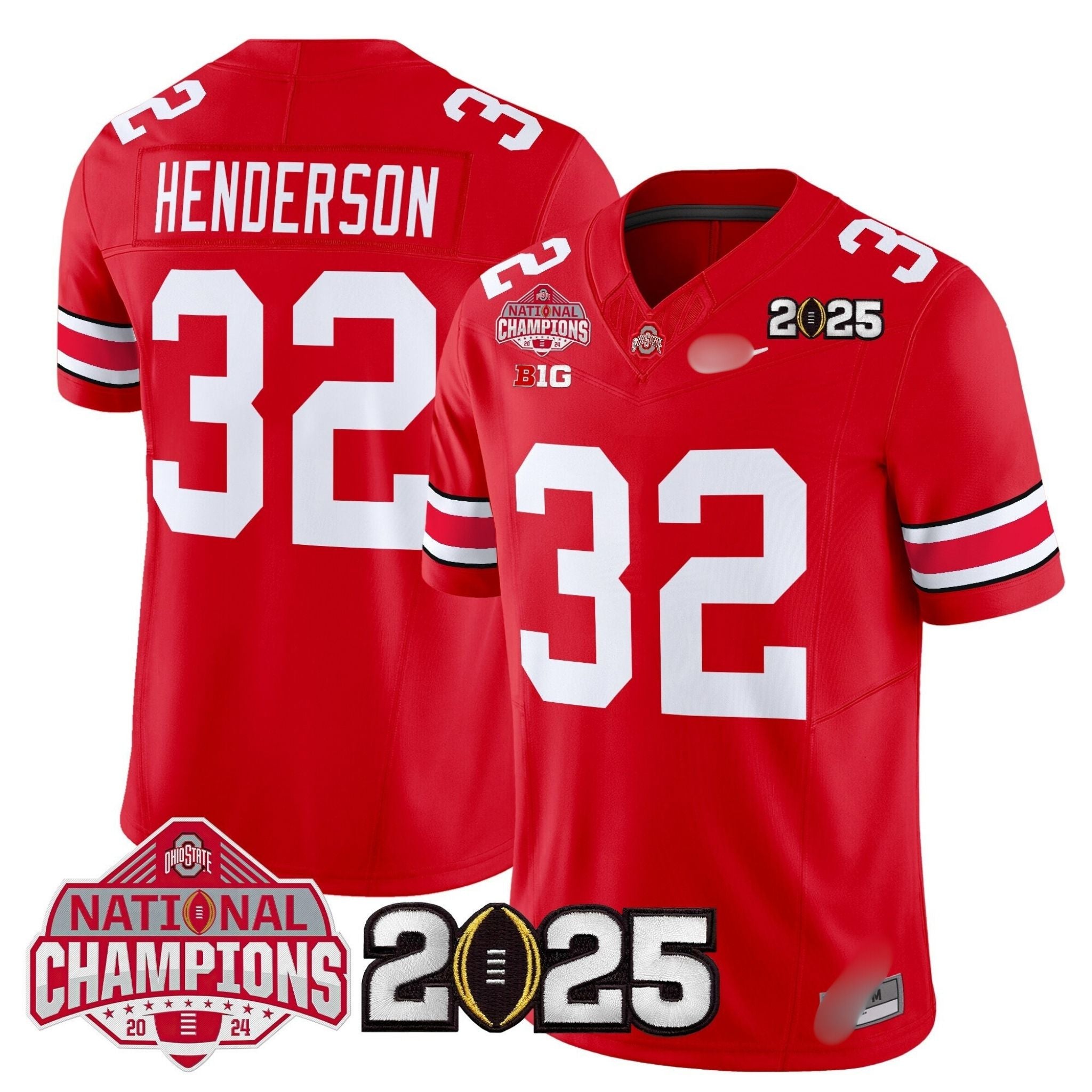 O.S Buckeyes #32 TreVeyon Henderson 2025 National Champions Patch Limited Jersey