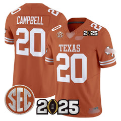 T.Longhorns #20 Earl Campbell 2025 CFP Final Patch Fan Jersey