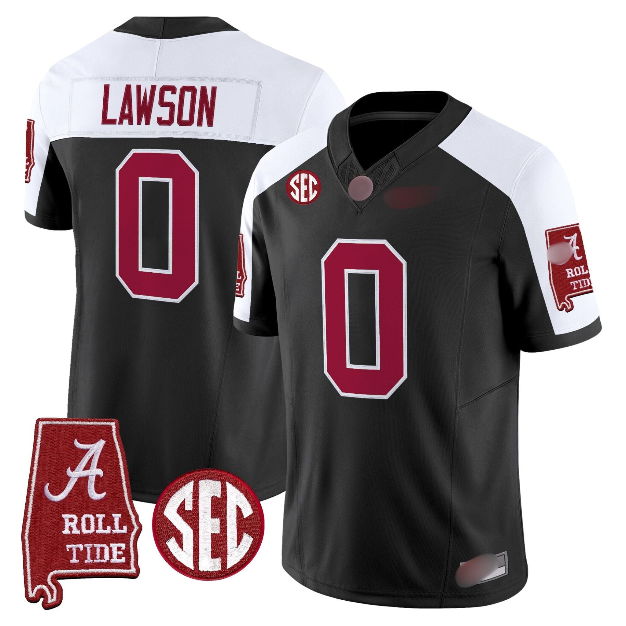 A. Crimson Tide #0 Deontae Lawson 2025 Roll Tide & Sec Patch Fan Jersey
